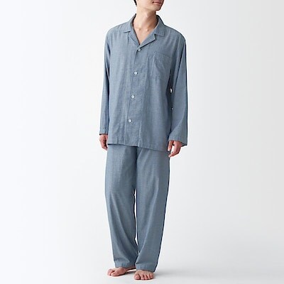 脇に縫い目のない 二重ガーゼパジャマ 紳士ｌ ｘｌ ネイビー パジャマ 紳士 メンズ 通販 無印良品