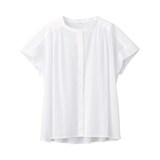 洗いざらし強撚フレンチスリーブブラウス