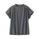 洗いざらし強撚フレンチスリーブブラウス