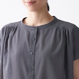 洗いざらし強撚フレンチスリーブブラウス