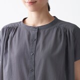 洗いざらし強撚フレンチスリーブブラウス
