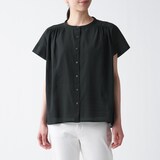 洗いざらし強撚フレンチスリーブブラウス