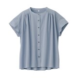 洗いざらし強撚フレンチスリーブブラウス
