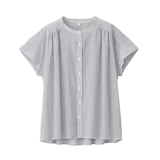 洗いざらし強撚フレンチスリーブブラウス