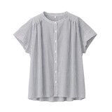 洗いざらし強撚フレンチスリーブブラウス
