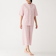 脇に縫い目のない 細番手二重ガーゼ七分袖パジャマ 婦人ｓ ピンク 通販 無印良品