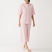 脇に縫い目のない 細番手二重ガーゼ七分袖パジャマ 婦人ｓ ピンク 通販 無印良品