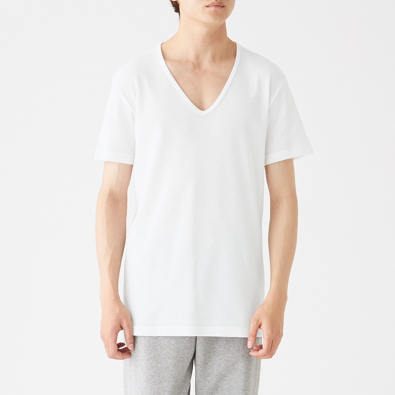 綿でさらっとｖネックｔシャツ 紳士ｌ 白 さらっとインナー 紳士 メンズ 通販 無印良品