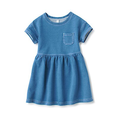 らくらく動けるデニムワンピース ベビー ベビー８０ ９０ ライトブルー ベビートップス 通販 無印良品