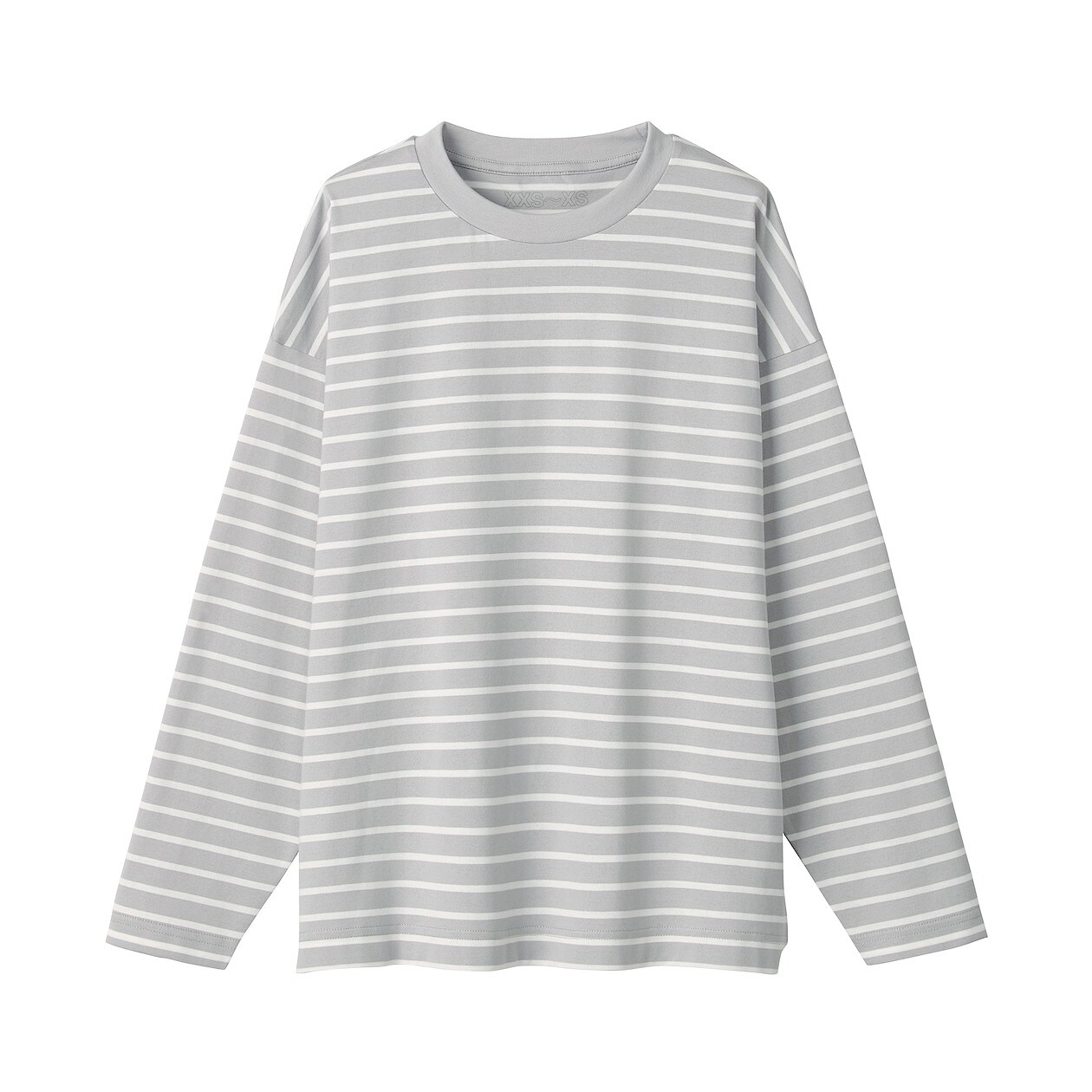 超長綿天竺編みクルーネック長袖ｔシャツ ｘｘｓ ｘｓ ライトグレーボーダー Muji Labo Tシャツ カットソー 通販 無印良品