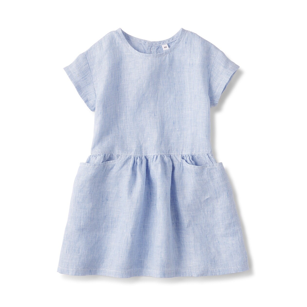 フレンチリネン半袖ワンピース ベビー ベビー８０ スモーキーブルーストライプ ベビートップス 通販 無印良品