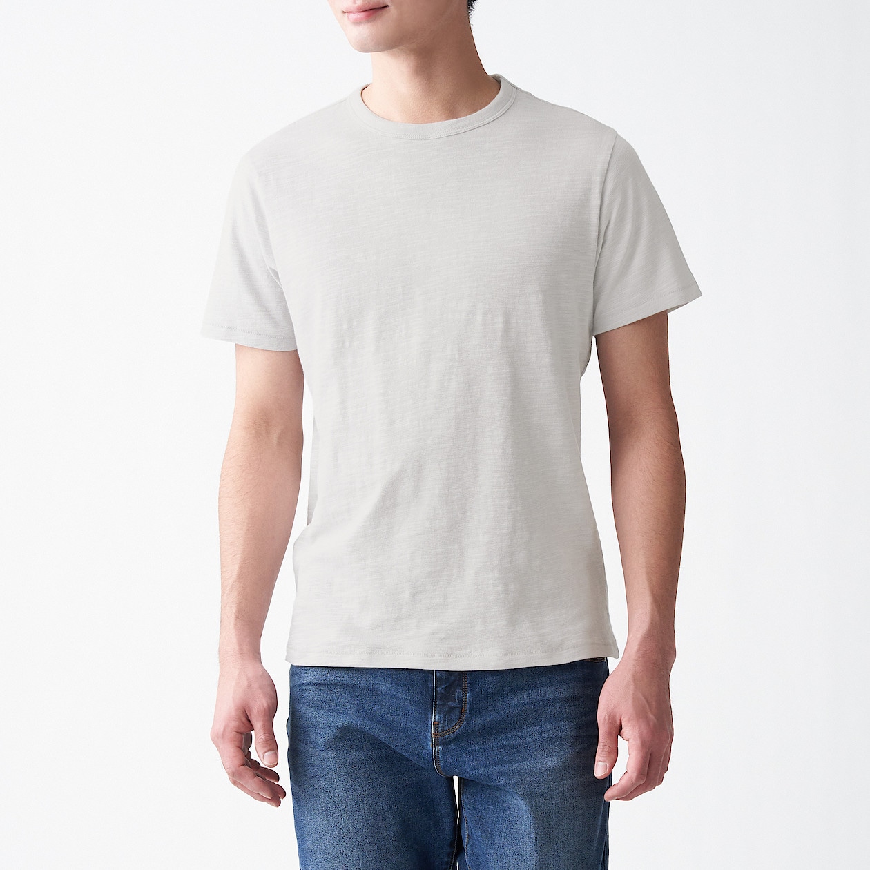 ムラ糸天竺編みクルーネックｔシャツ 紳士ｘｘｌ ライトグレー ｔシャツ カットソー 半袖 紳士 メンズ 通販 無印良品