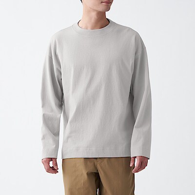 太番手天竺編み長袖ｔシャツ 紳士ｌ ライトグレー ｔシャツ カットソー 長袖 紳士 メンズ 通販 無印良品
