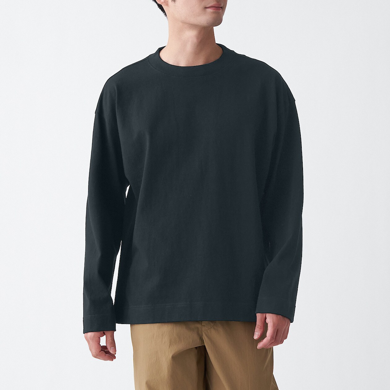 太番手天竺編み長袖ｔシャツ 紳士ｍ 黒 ｔシャツ カットソー 長袖 紳士 メンズ 通販 無印良品