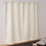 ポリエステル二重織ハトメカーテン（防炎・遮光性）／アイボリー