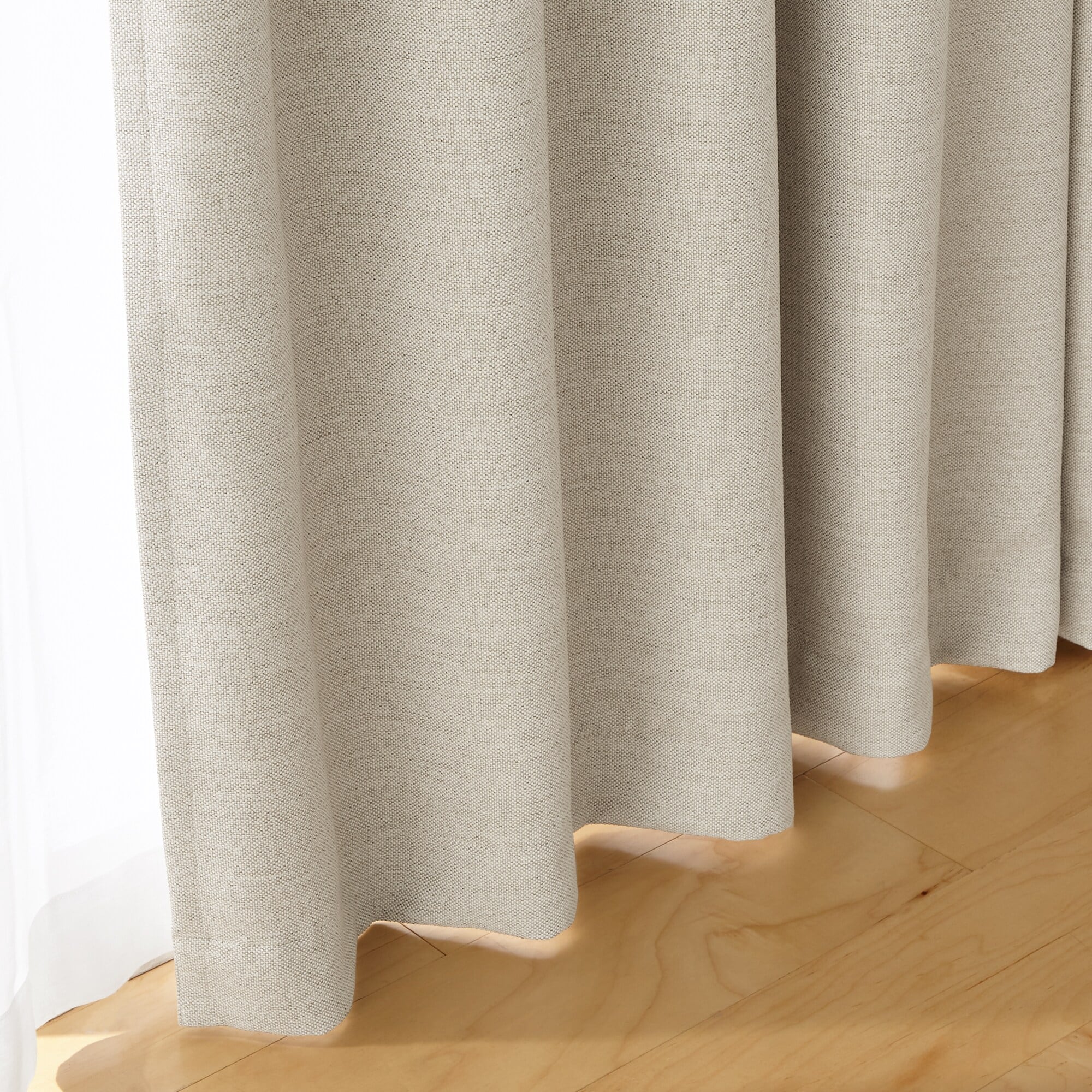 ポリエステル二重織プリーツカーテン（防炎・遮光性）／ベージュ