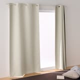 ポリエステル二重織ハトメカーテン（防炎・遮光性）／ベージュ