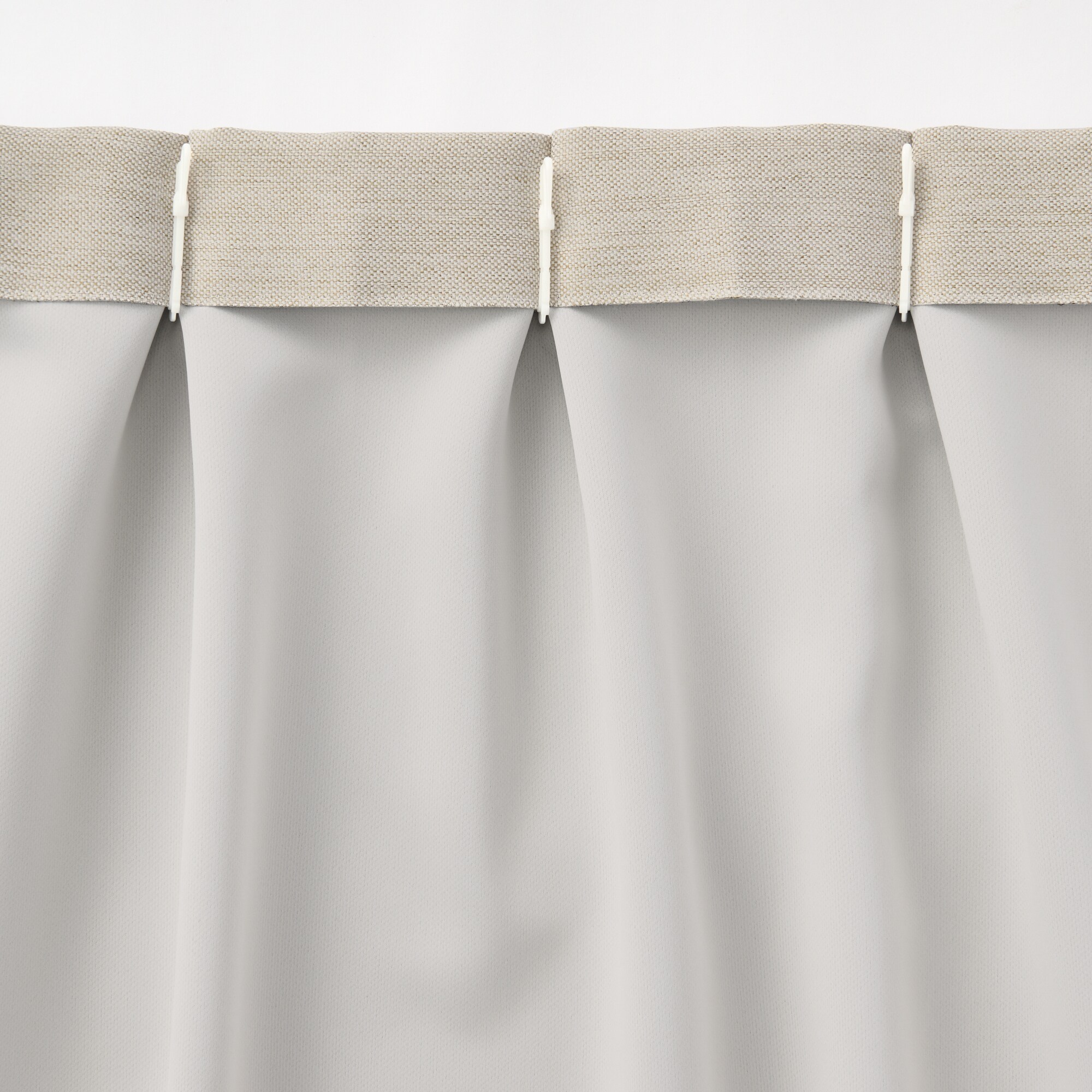 無印 オーダー ポリエステル二重織プリーツカーテン（防炎・遮光性）杢ライトグレー ポリエステル二重織プリーツカーテン（防炎・遮光性）／ライト