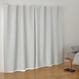 ポリエステル二重織ノンプリーツカーテン（防炎・遮光性）／ライトグレー