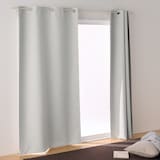 ポリエステル二重織ハトメカーテン（防炎・遮光性）／ライトグレー