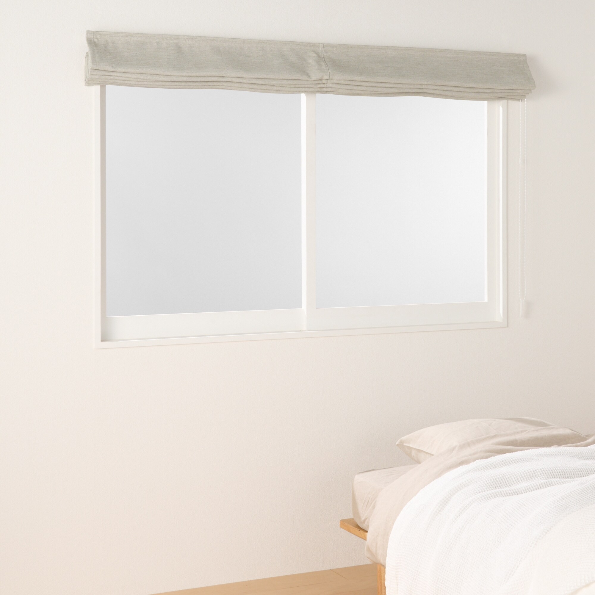 ポリエステル二重織プレーンシェード用生地（防炎・遮光性）／アイボリー