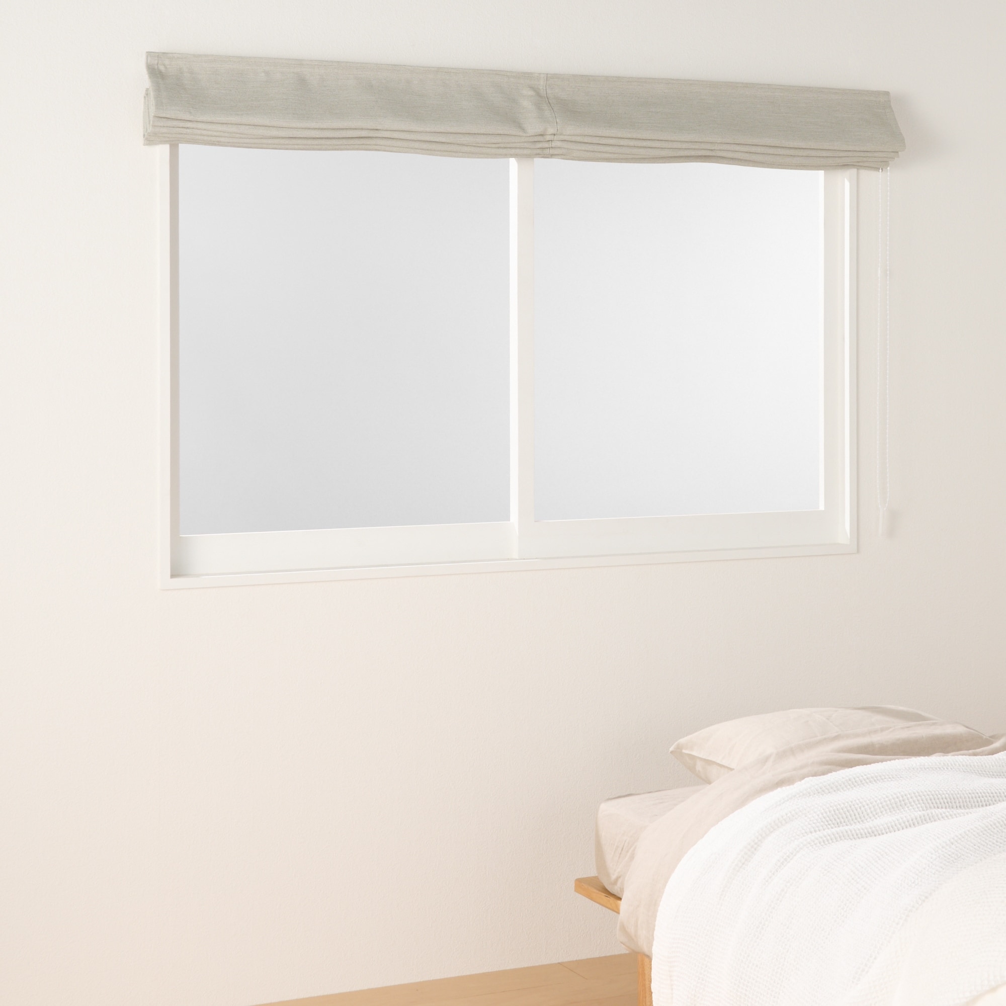 ポリエステル二重織プレーンシェード用生地（防炎・遮光性）／ベージュ