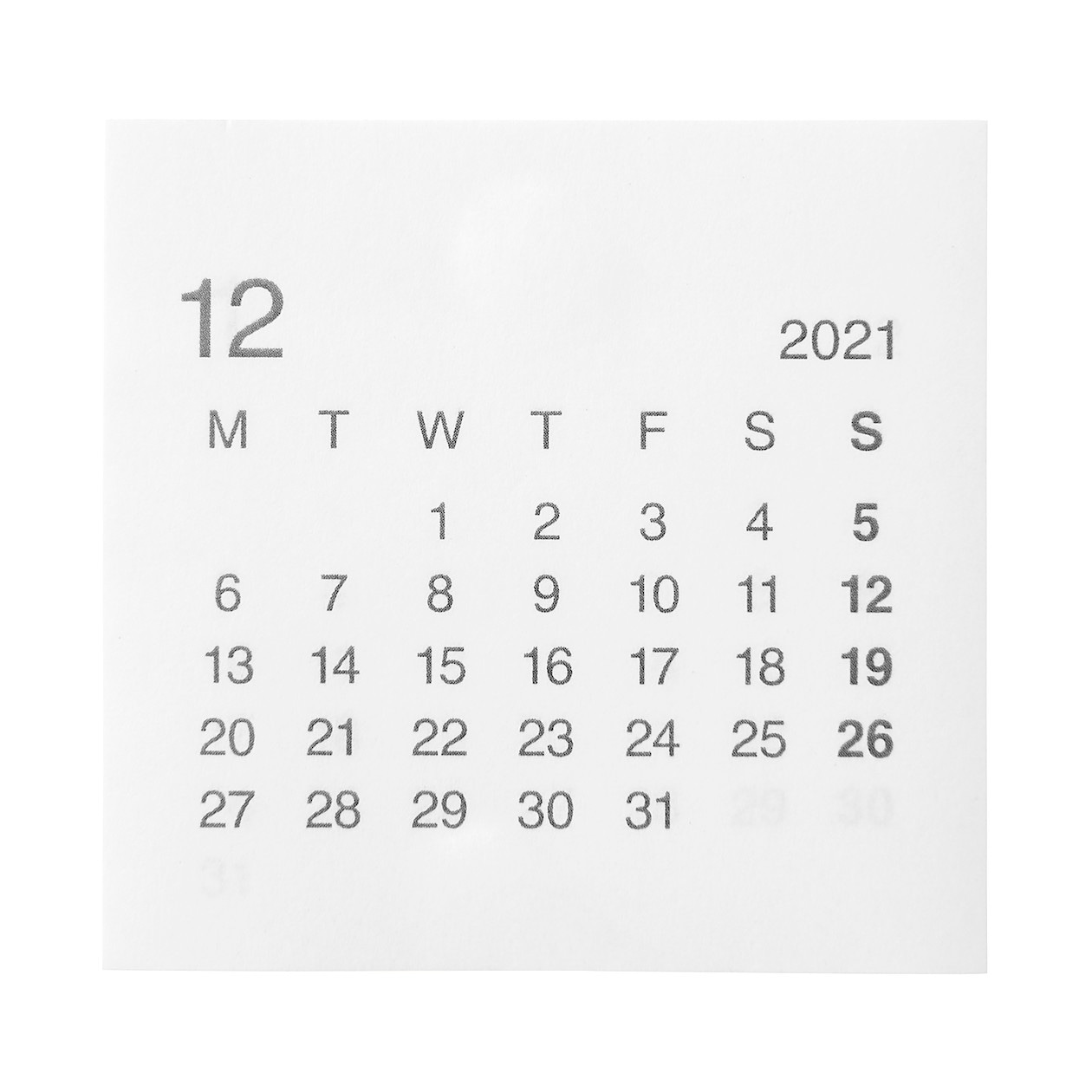 カレンダー付箋紙 小 １２月 １２月 事務小物 通販 無印良品