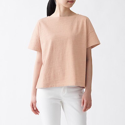再生コットン混太番手ボートネックtシャツ m l スモーキーオレンジ Tシャツ カットソー 半袖 婦人 レディース 通販 無印良品 再生コットン混太番手ボートネックtシャツ m l スモーキーオレンジ Tシャツ カットソー 半袖 婦人 レディース 通販 無印良品