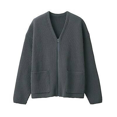 再生ポリエステル畦編みジップカーディガン ｓ ｍ チャコールグレー Muji Labo セーター カーディガン 通販 無印良品