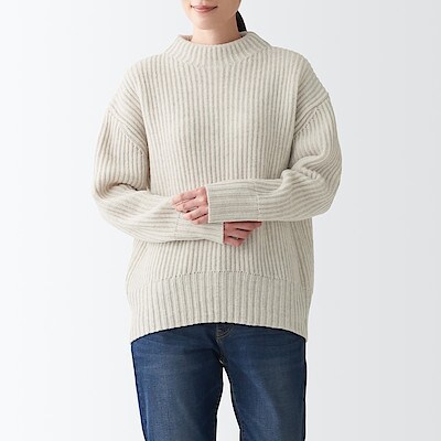 ヤク入りウール畦編みモックネックワイドセーター ｘｓ ｓ ライトシルバーグレー セーター ニット 婦人 レディース 通販 無印良品