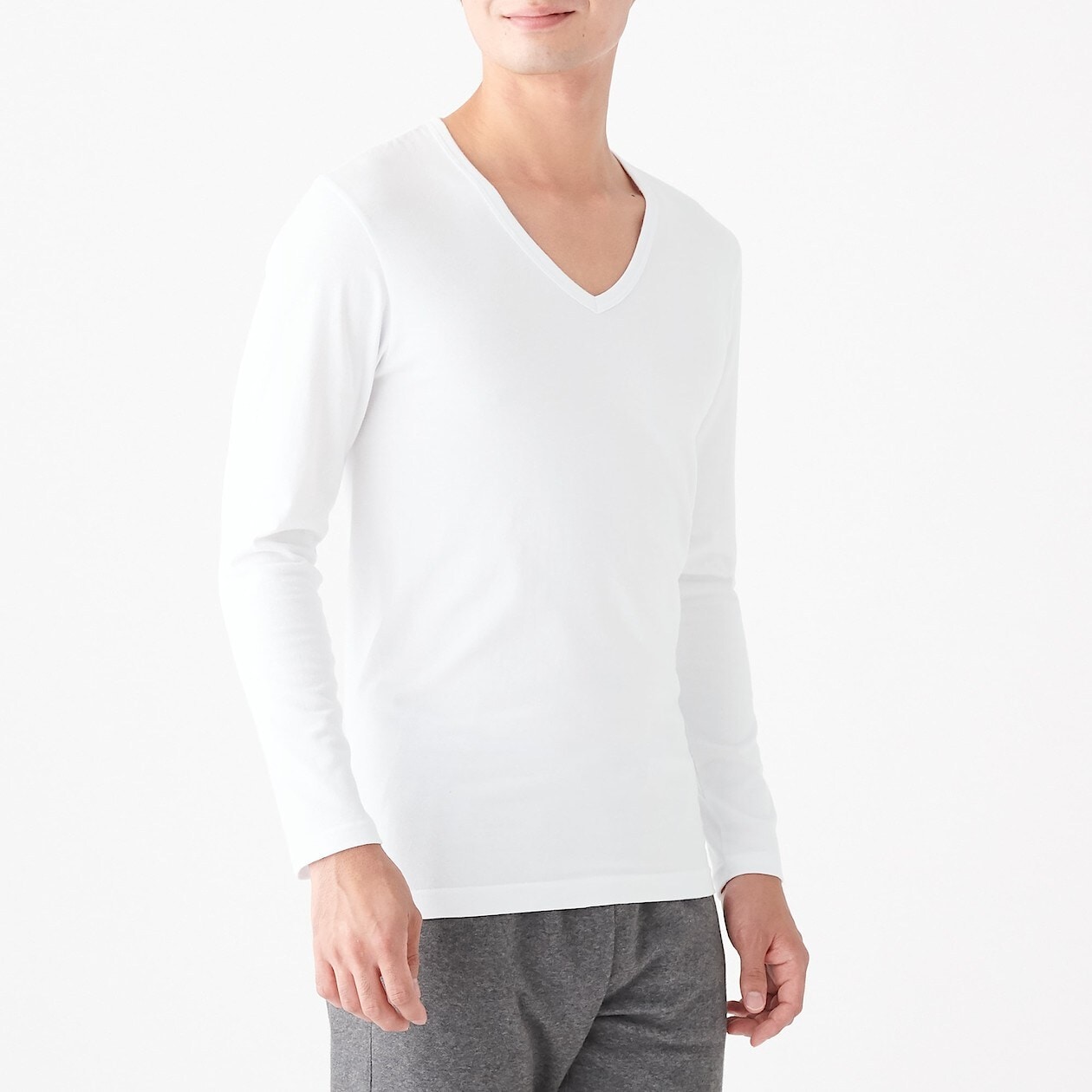 綿であったか ｖネック長袖ｔシャツ 紳士ｘｓ 白 あったかインナー 紳士 メンズ 通販 無印良品