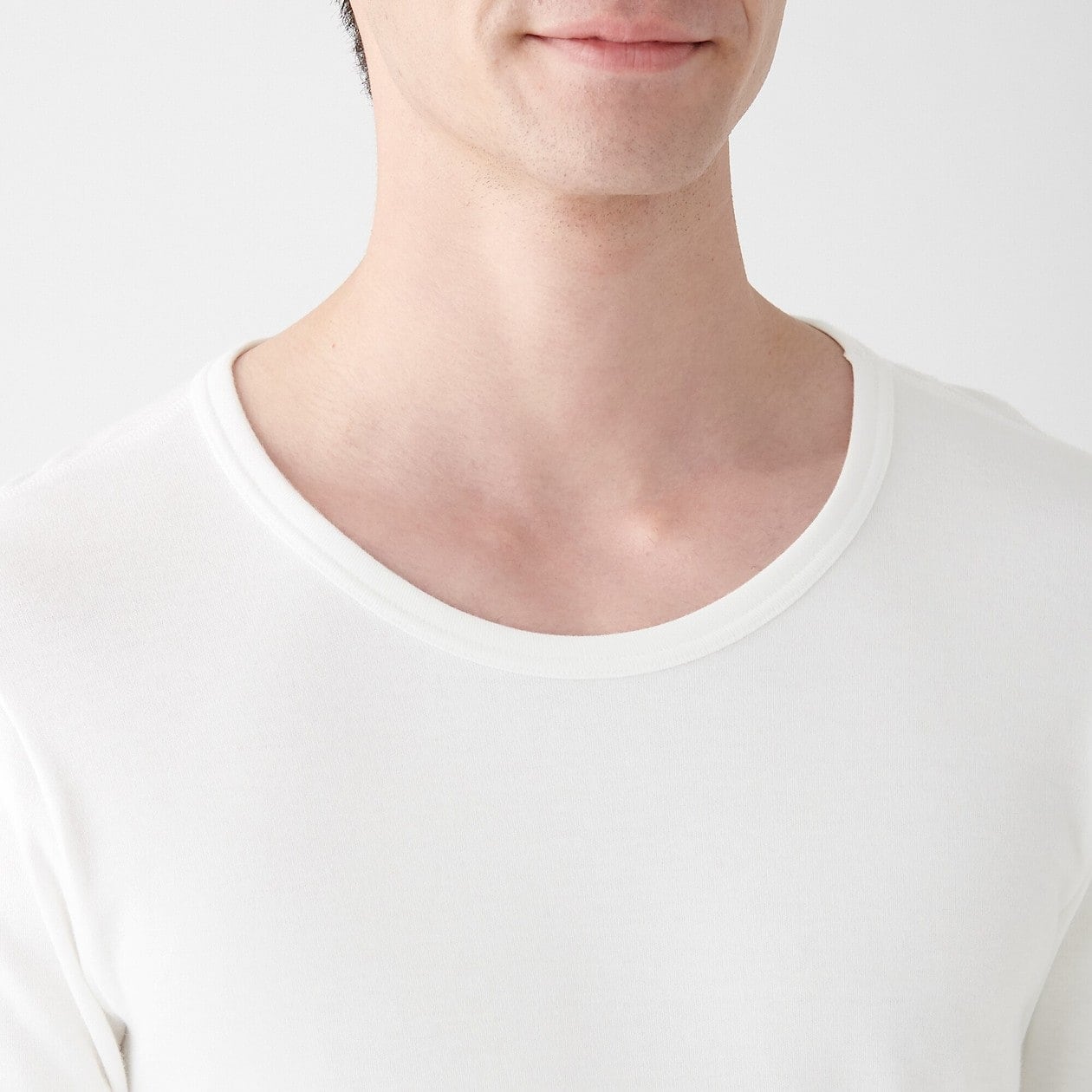 綿とウールで真冬もあったか 長袖Ｔシャツ 紳士Ｓ・オフ白 | あったか綿インナー | 紳士・メンズ 通販 | 無印良品