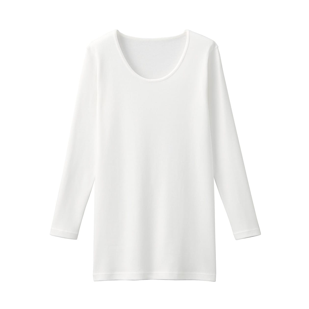 綿とウールで真冬もあったかＵネック八分袖Ｔシャツ 婦人ＸＳ・オフ白 | あったか綿インナー | 婦人・レディース 通販 | 無印良品