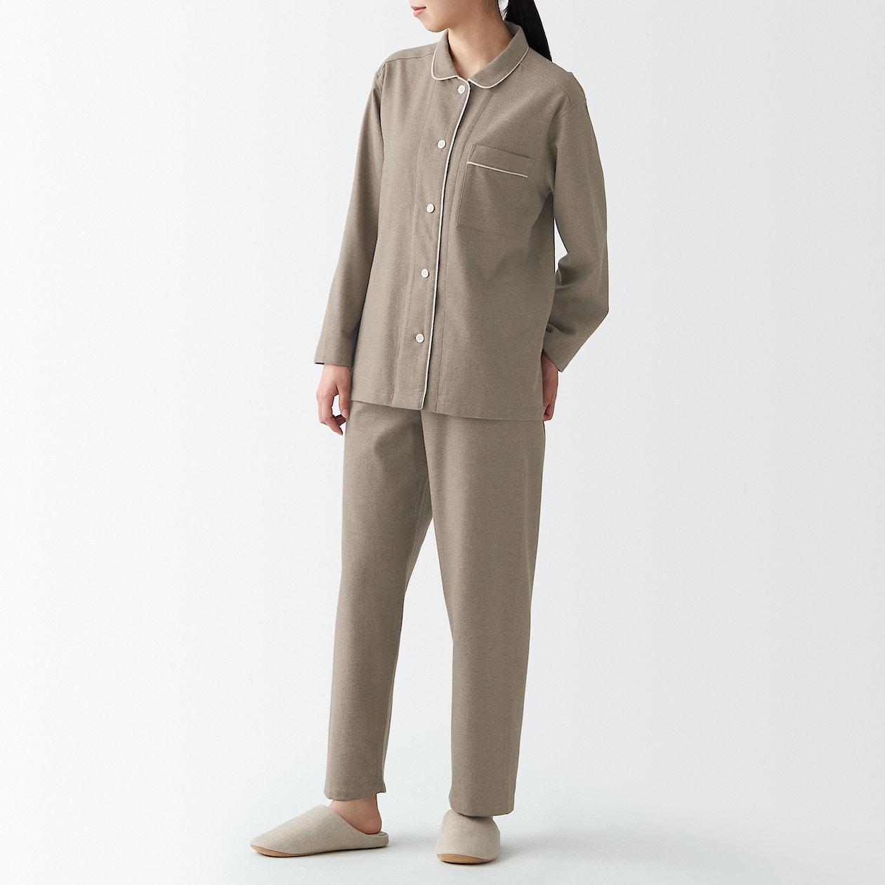 脇に縫い目のない フランネルパジャマ 婦人s m ブラウン パジャマ 婦人 レディース 通販 無印良品 脇に縫い目のない フランネルパジャマ 婦人s m ブラウン パジャマ 婦人 レディース 通販 無印良品