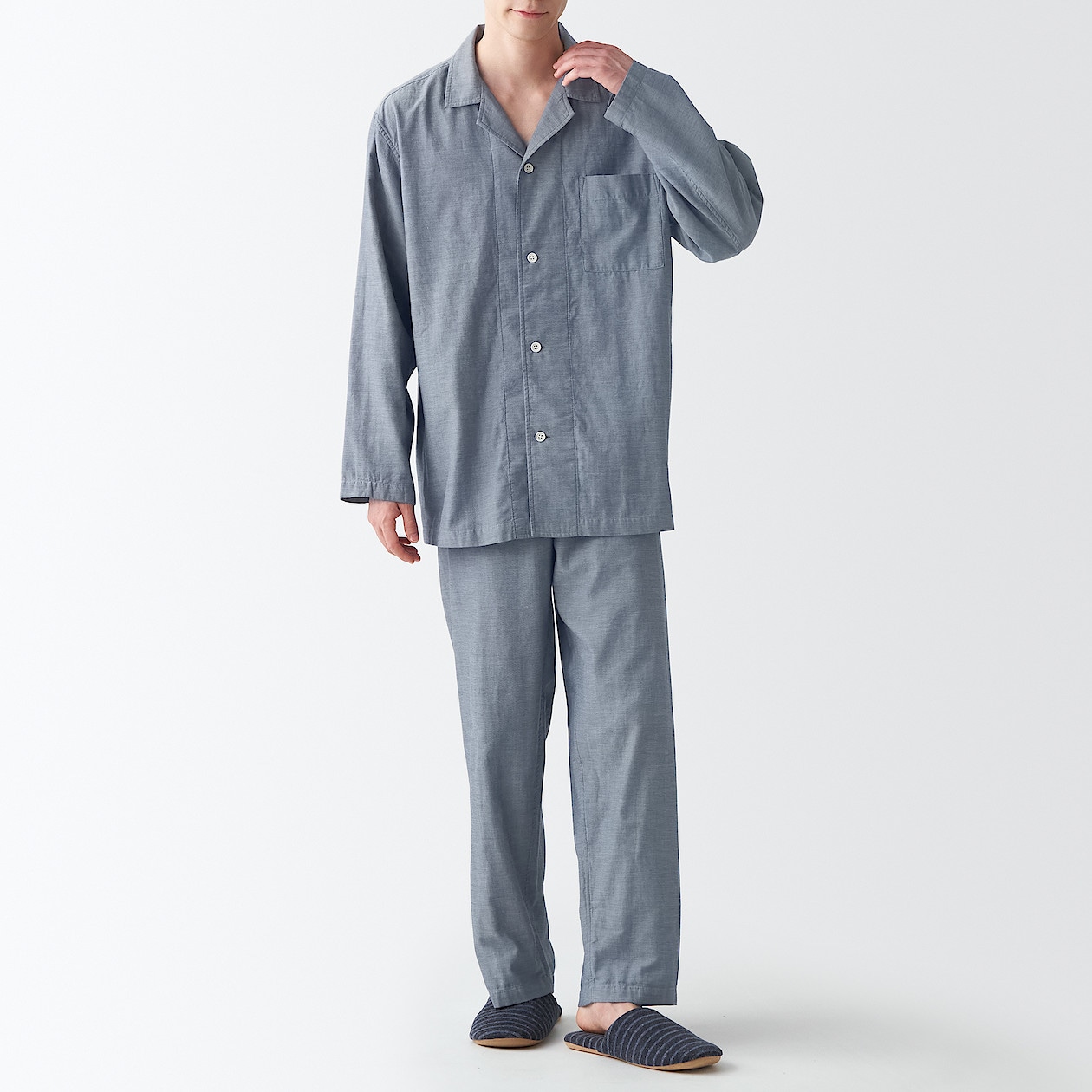 脇に縫い目のない 二重ガーゼパジャマ 紳士ｌ ｘｌ ネイビー パジャマ 紳士 メンズ 通販 無印良品