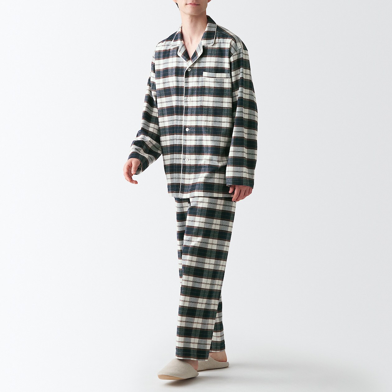 脇に縫い目のない フランネルパジャマ 紳士ｓ ｍ アイボリー柄 パジャマ 紳士 メンズ 通販 無印良品