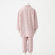 脇に縫い目のない 二重ガーゼパジャマ キッズ１４０ １５０ ピンクチェック キッズパジャマ 通販 無印良品