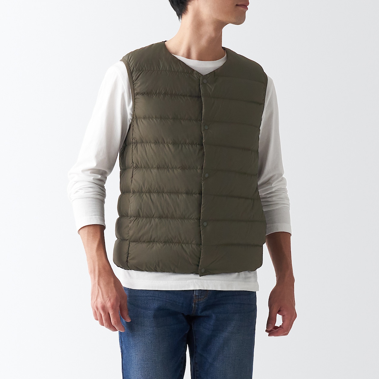 軽量 ポケッタブルノーカラーダウンベスト 紳士l スモーキーブラウン 通販 無印良品 軽量 ポケッタブルノーカラーダウンベスト 紳士l スモーキーブラウン 通販 無印良品