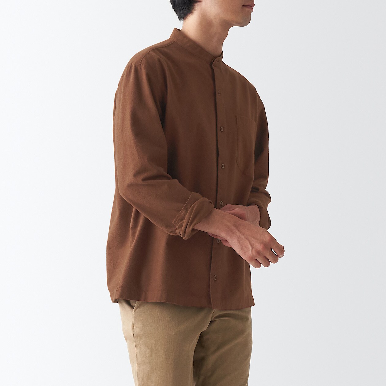 両面起毛フランネルスタンドカラーシャツ 紳士ｍ レンガ 通販 無印良品