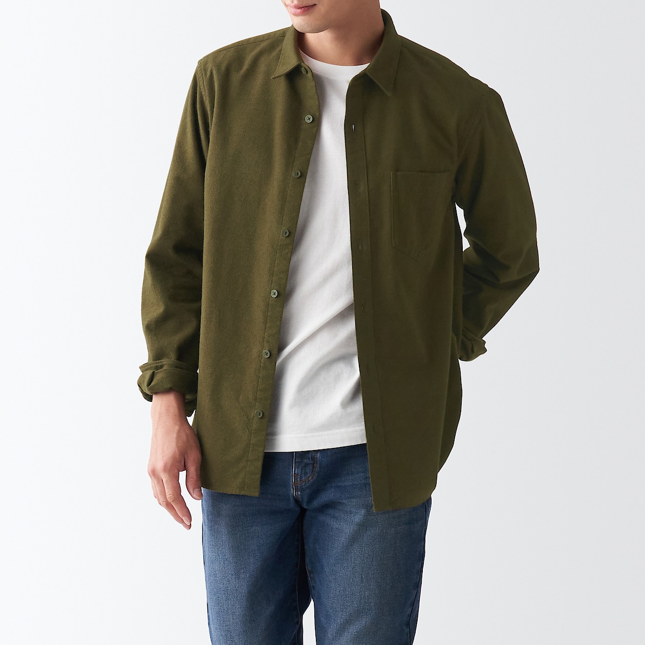 両面起毛フランネルシャツ 紳士l カーキグリーン シャツ ワイシャツ 長袖 紳士 メンズ 通販 無印良品 両面起毛フランネルシャツ 紳士l カーキグリーン シャツ ワイシャツ 長袖 紳士 メンズ 通販 無印良品