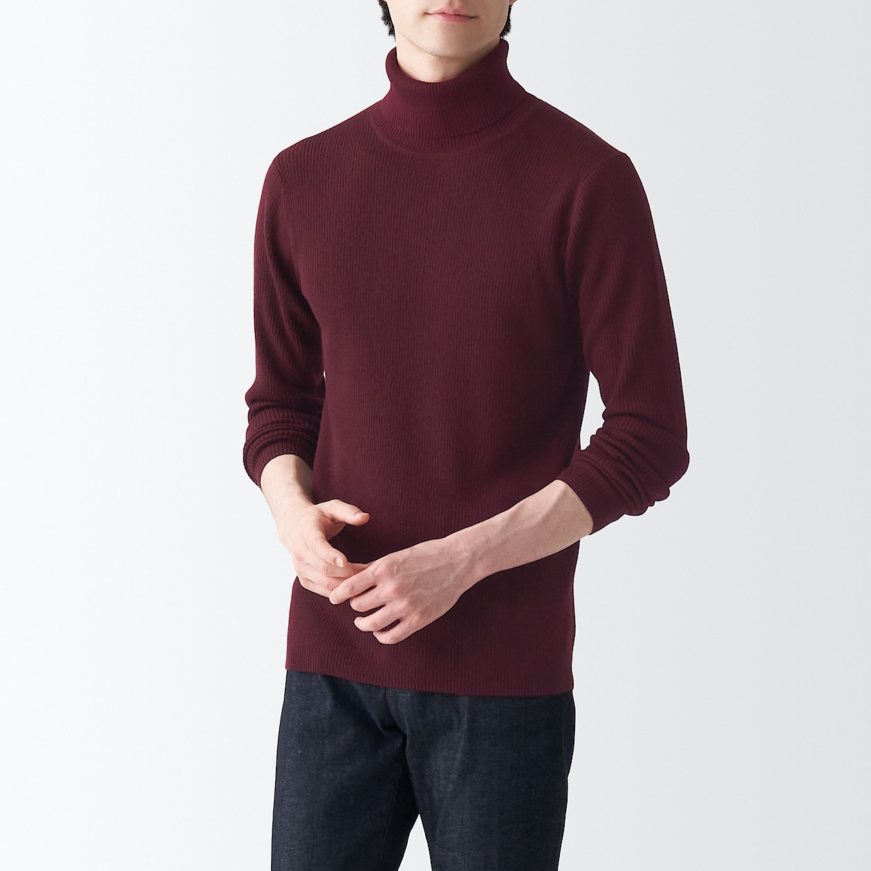 首のチクチクを抑えたリブタートルネック洗えるセーター 紳士ｘｓ ダークレッド セーター ニット 紳士 メンズ 通販 無印良品