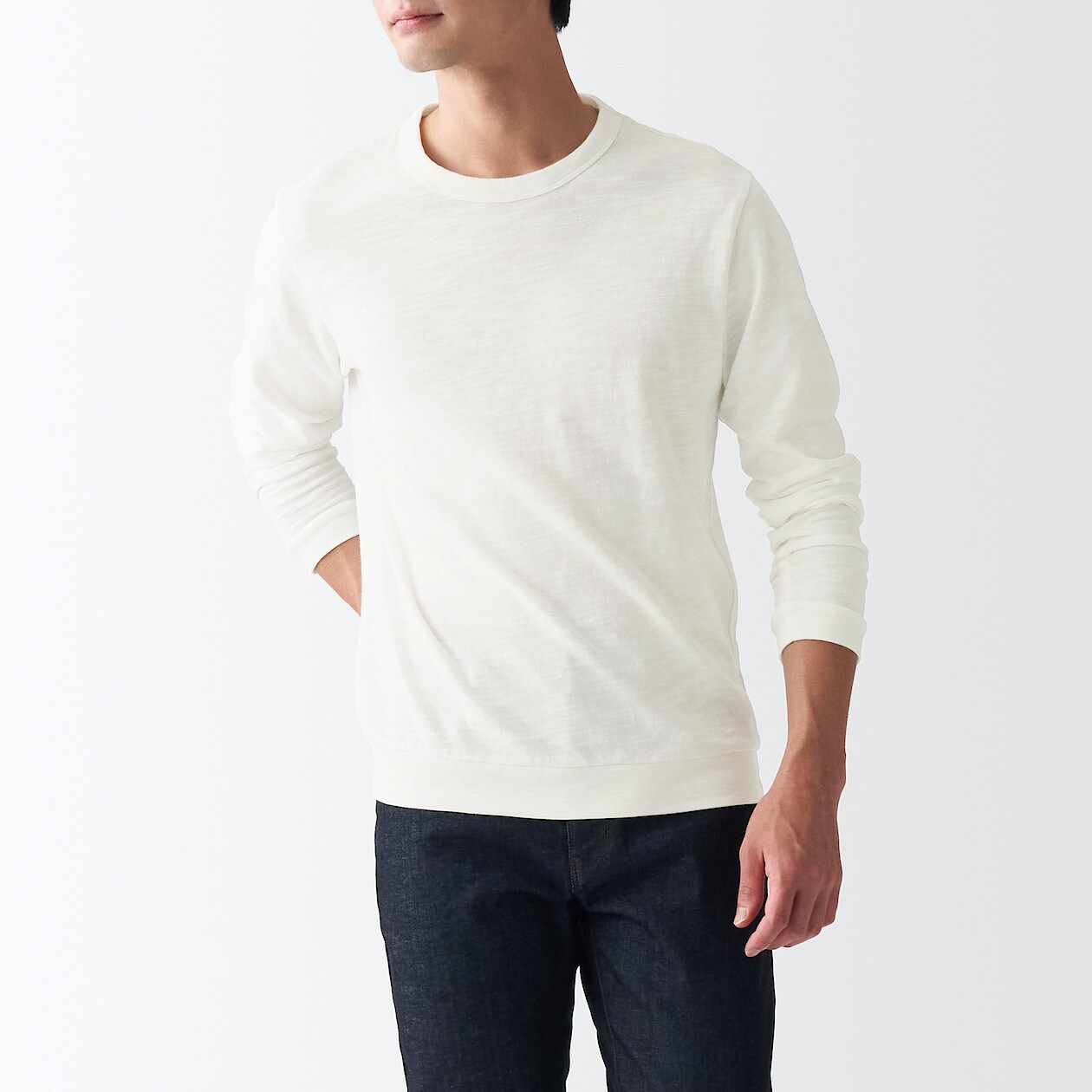ムラ糸天竺編み長袖ｔシャツ 紳士ｘｓ オフ白 通販 無印良品