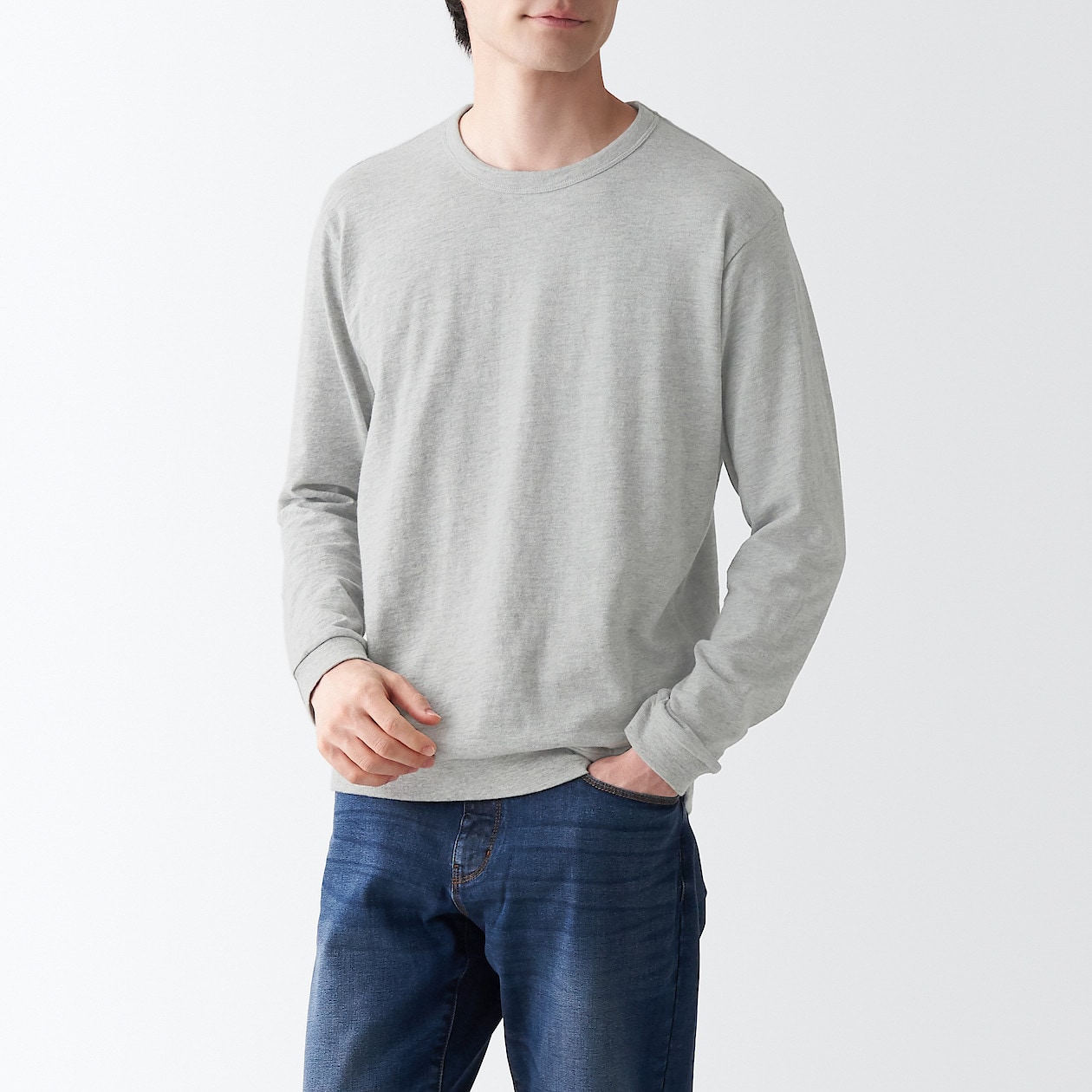 ムラ糸天竺編み長袖ｔシャツ 紳士ｘｌ グレー ｔシャツ カットソー 長袖 紳士 メンズ 通販 無印良品