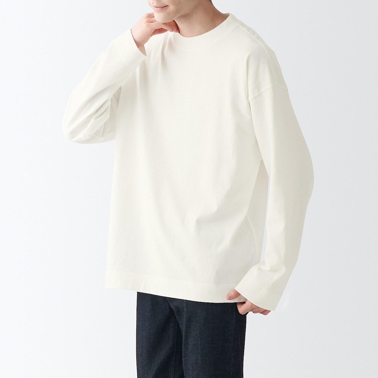 太番手天竺編み長袖ｔシャツ 紳士ｍ オフ白 ｔシャツ カットソー 長袖 紳士 メンズ 通販 無印良品