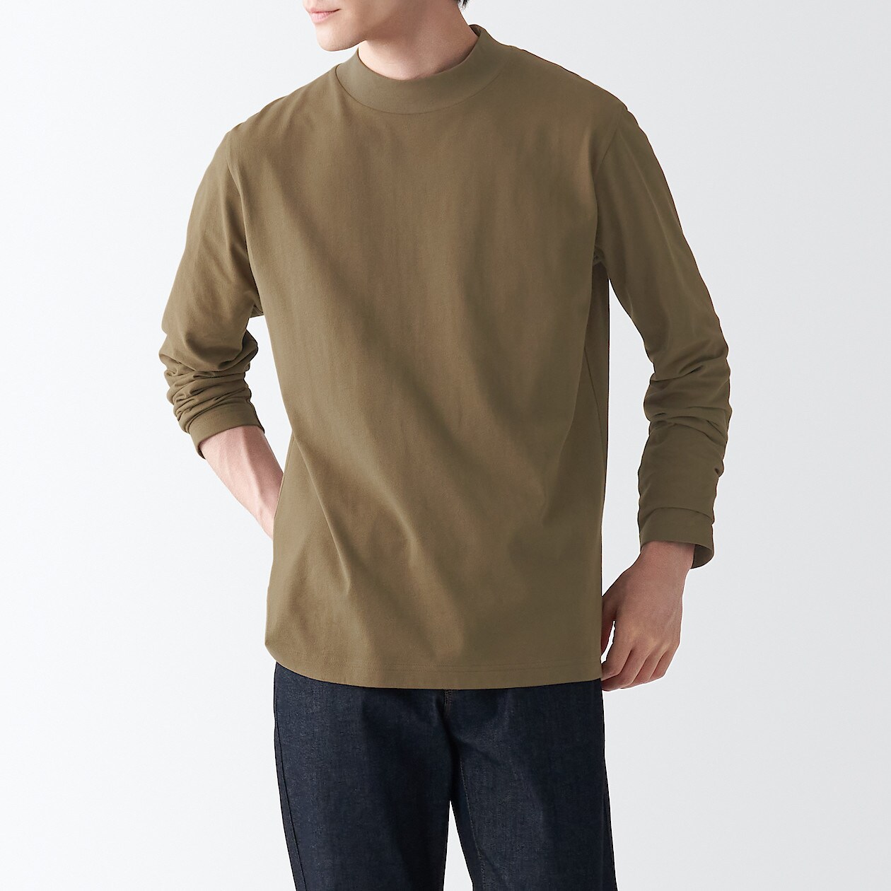起毛天竺編みハイネック長袖ｔシャツ 紳士ｌ モカブラウン ｔシャツ カットソー 長袖 紳士 メンズ 通販 無印良品