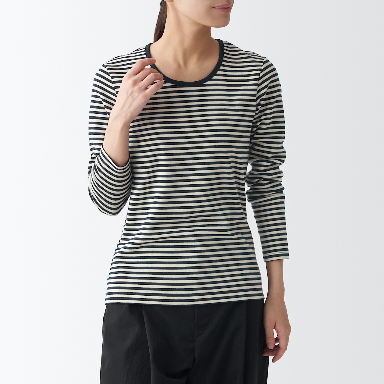 ストレッチフライス編み長袖ｔシャツ 婦人ｓ ライトベージュ柄 Tシャツ カットソー 長袖 婦人 レディース 通販 無印良品