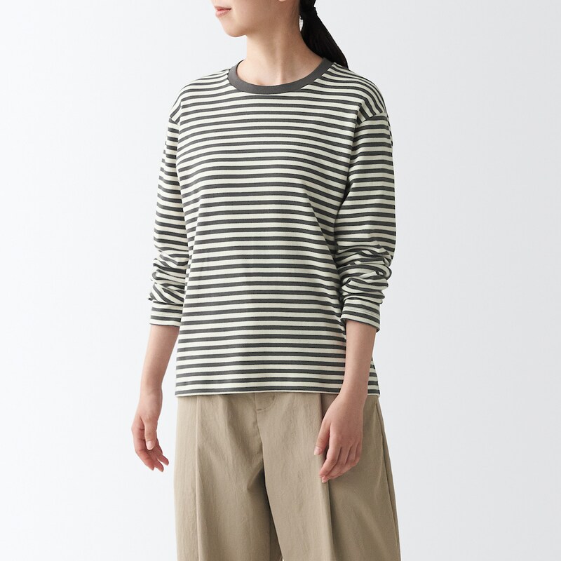 無印良品 長袖カットソー 紺 無地 140 トップス(Tシャツ