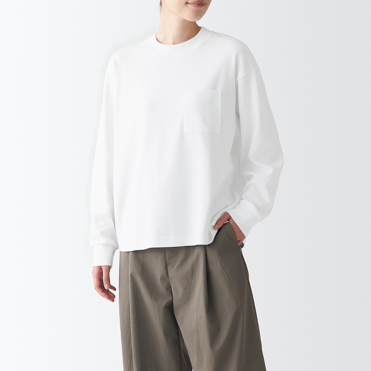 スムース編みワイド長袖Ｔシャツ Ｍ～Ｌ・白 | スムース編み |Ｔシャツ・カットソー（長袖・七分袖） | 婦人・レディース 婦人 通販 | 無印良品
