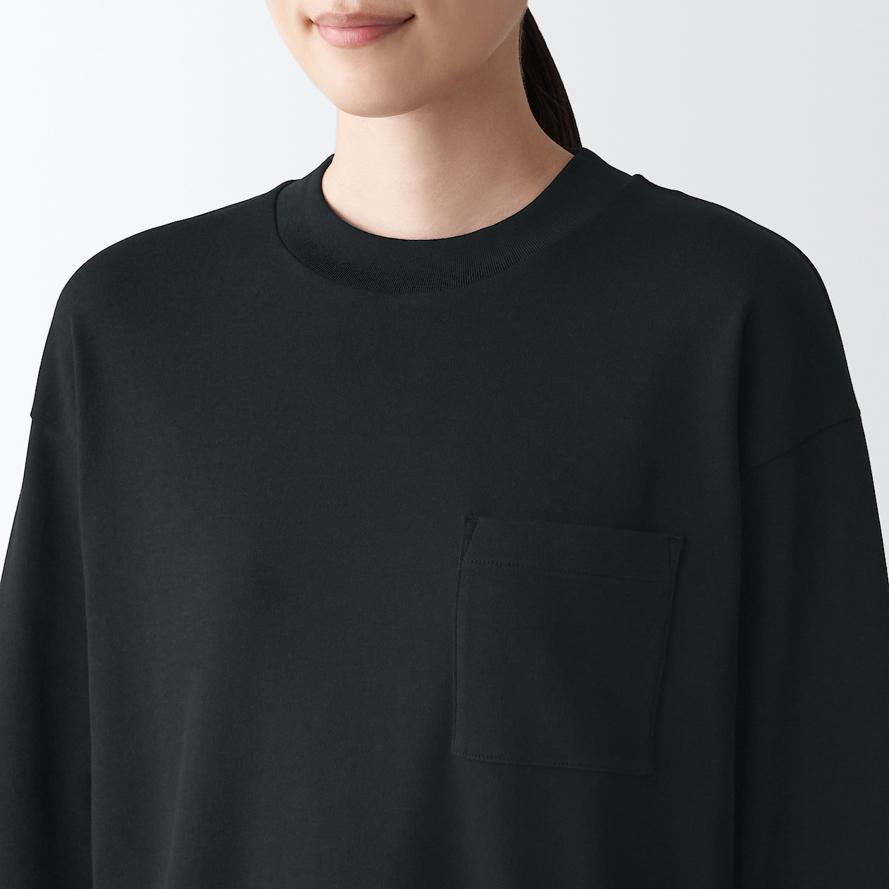スムース編みワイド長袖Ｔシャツ Ｍ～Ｌ・黒 | Tシャツ・カットソー（長袖） | 婦人・レディース 通販 | 無印良品