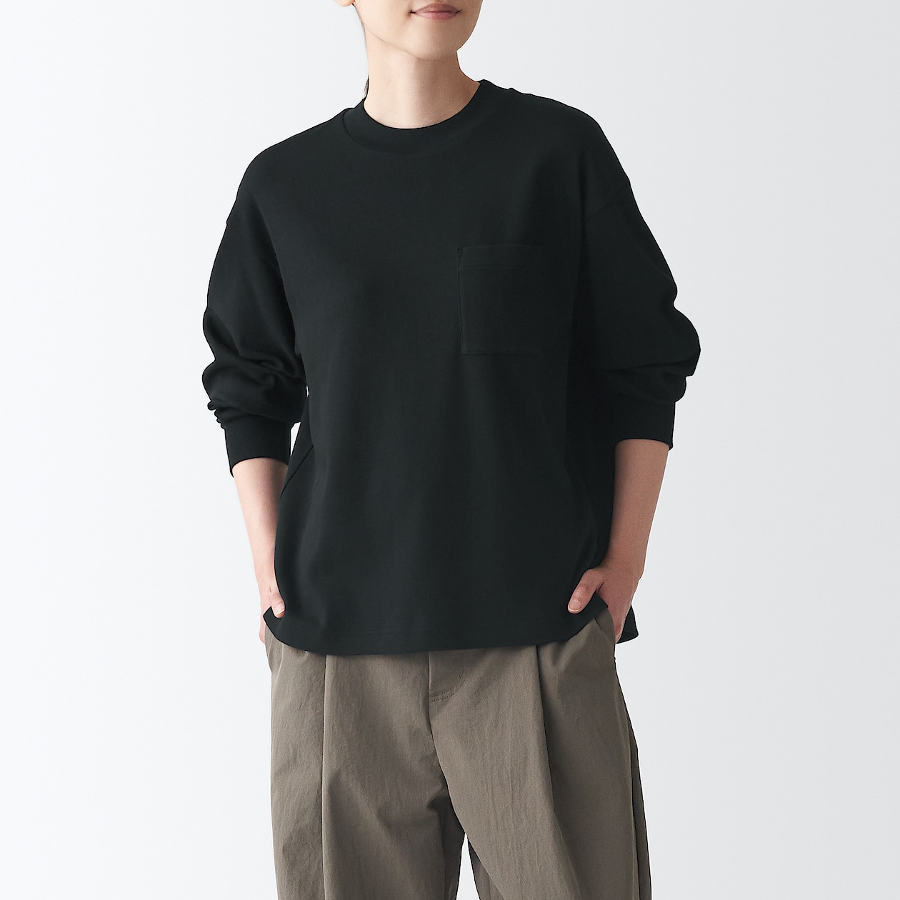 スムース編みワイド長袖ｔシャツ ｍ ｌ 黒 Tシャツ カットソー 長袖 婦人 レディース 通販 無印良品